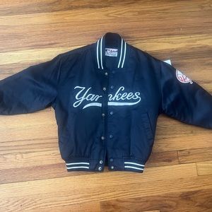 Yankees Bomber Satin Jacket, Majestic, Small